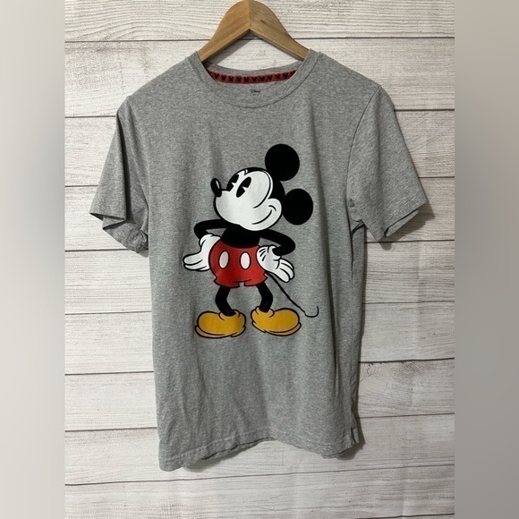 Disney Classic Mickey Mouse Gray T Shirt Adult Small Black Velvet Flocked - Picture 6 of 7